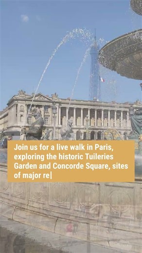Live Walk in PARIS. Tuileries Garden and Concorde Square