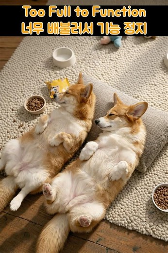 Dogs Too Full to Function #shibainu #corgi #dogshorts #cutedogs #funnydogs #petshorts #doglife