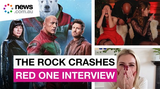 'Holy cow': Dwayne Johnson gatecrashes stars' interview