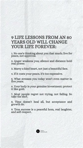9 Life Lessons From An 80 Years Old Will Change Your Life Forever. #psychology #facts #shortusa