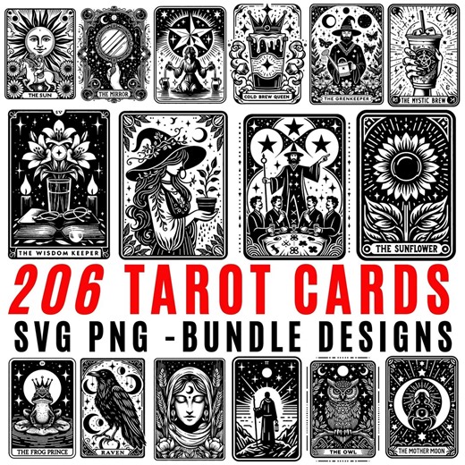 Tarot Cards SVG Bundle , Mystical Clipart Cut Files , PNG SVG for Cricut , Spiritual Witchy Symbols , Esoteric Designs , Commercial Use - Etsy