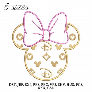 Minnie Mouse Embroidery Design, Minnie Head Embroidery Machine File, Disney World Digital Embroidery Patterns - Etsy