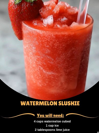 Watermelon 💘 Slushie Ingredients: 7 cups seedless watermelon cubed and frozen ½ cup lime juice ¼ cup honey maple syrup, honey, brown sugar, or granulated sugar ..... Full Recipe in Coʍmеոτ 💬 🌝 | Mommy Needs A Recipe