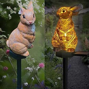 Solar Rabbit Outdoor Garden Light, Outdoor Path Solar Powered Rabbit Stake Lights for Walkway Yard Lawn Landscape Lighting - Rabbit