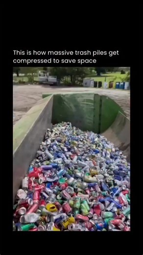 sciencephobia on Instagram: "This video shows how industrial trash compactors compress huge amounts of waste into much smaller, dense blocks to reduce volume. By applying extreme pressure, the compactor forces out trapped air and collapses materials like cans, plastic, and packaging into a tightly packed mass. This process makes transportation far more efficient, cuts down on hauling costs, and dramatically reduces the space waste takes up in landfills. Fewer trips, less fuel, and better use of
