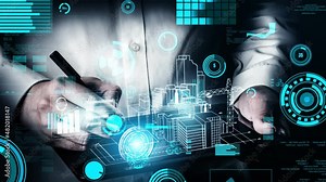 Innovated building architecture and inventive engineering showing by future construction design. Modern real estate and property development concept.