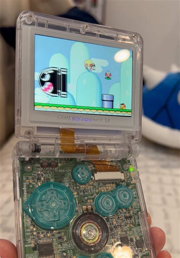 Gameboy SP clear mod with teal buttons! 💚☺️💫 #gameboy #nintendo #gba #gameboycolor #retrogaming