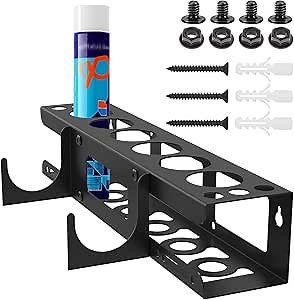 Caulking Tube and Caulking Gun Holder, Caulking Gun Storage Rack, Caulk Tube Holder Wall Mount, Holds 6 Tubes and Nozzles, Carbon Steel Organizer for Workshop, Shop, Garag