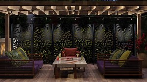 OUTDECO Tangle 3 ft. x 6 ft. Powder Coated Steel Decorative Screen Panel in Black with 6-Screws ODMET36-004