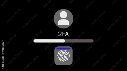 Two factor authentication security concept with biometric fingerprint and profile toggle switch dark theme U I for cybersecurity and digital identity verification ,, 4k...