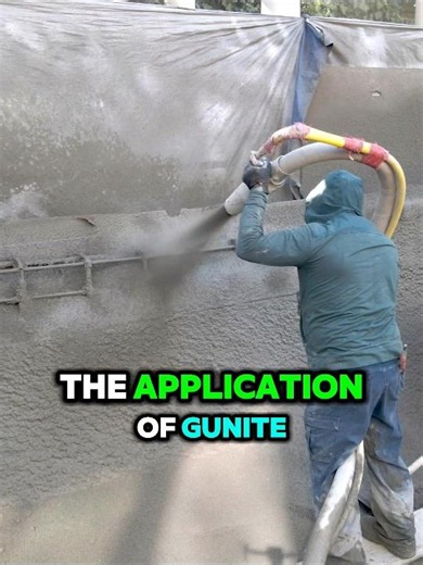 Pool Construction Steps: Applying Gunite To the Steel Rebar Cage #constructionchannel #concrete