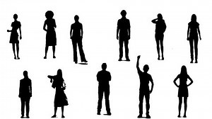raise one hand people silhouette