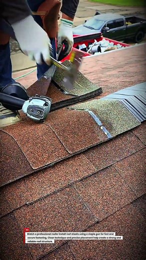 Pro Roofer Securing Roofing Sheets with a Staple Gun