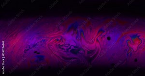 Neon oil mix. Spectrum soap. Purple red blue color paint wave curl liquid. Gradient gasoline floating abstract blur black background.