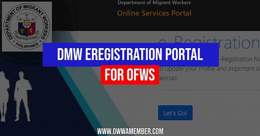 DMW eRegistration Online Service (POEA Log in eReg Portal)