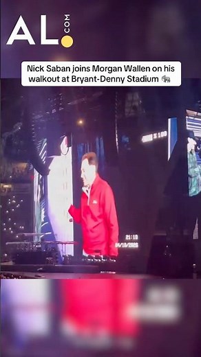 Nick Saban joins Morgan Wallen on his walkout at Bryant-Denny Stadium! #RollTide #MorganWallen #CFB