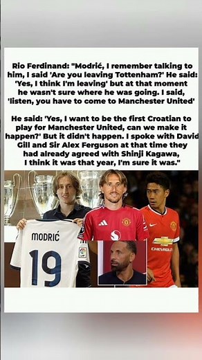 Rio Ferdinand tried to bring Modrić to Man United – but they chose Kagawa instead 😬 #mufc #shorts