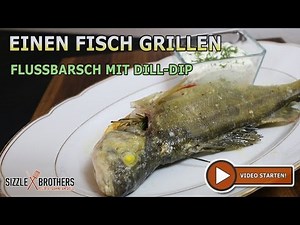 Grilling fish - Grill recipe - River bass with dill dip - SizzleBrothers