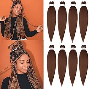 Amazon.com : ShowCoco Braiding Hair Pre Stretched Auburn Brown 20 Inch - 8 Packs Crochet Braids Hair Yaki Straight Hair For Women Hot Water Setting(20inch,#30) : Beauty & Personal Care