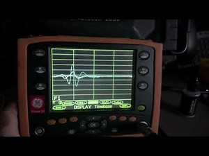 Hocking Phasec 3d Eddy Current Tester and rotating scanner inspecting aircraft fastener holes.