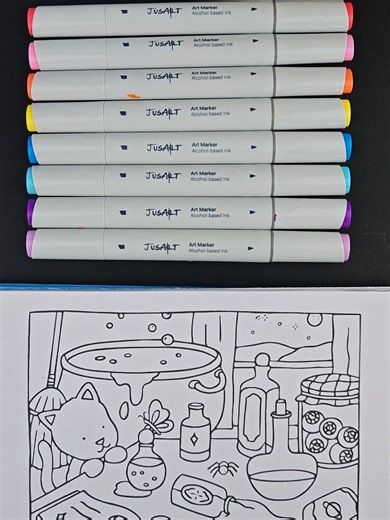 🌈Rainbow coloring page with alcohol markers🎨I love this blending effect so much! #colourtok #colortok #coloringbookforadults #coloringbook #jusartmarkers