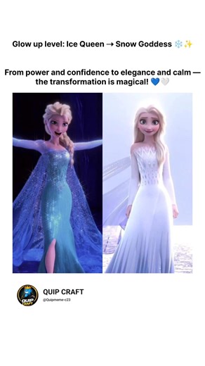 From fearless ice queen to soft, graceful elegance ❄️✨ A transformation that shines in every light.
