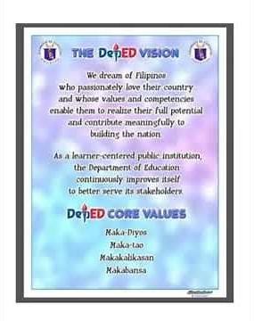 DepEd Vision, Mission and Core Values