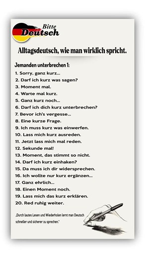 #shorts 20 echte deutsche Sätze | Jemanden unterbrechen | Deutsch lernen #deutsch