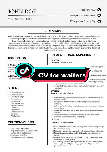 Best CV Examples and Writing Tips for Waiters and Chefs