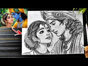 Radha Krishna Drawing, How To Draw RadhaKrishna In Animestyle, Step By Step Outline Tutorial