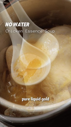This no-water chicken essence soup is quick, easy, and pure comfort 🤍 Inspired by @shishisimple, I tried making chicken essence without adding a single drop of water. The veggies and chicken slowly release their own juices, creating a naturally rich, nourishing soup while keeping the chicken tender and juicy. ⏱ Ready in about 30 minutes with a pressure cooker (Stovetop option included 👇) Ingredients: • 1 whole chicken (~3 lb) • 6 large napa cabbage leaves, roughly cut (or regular cabbage) • 1 