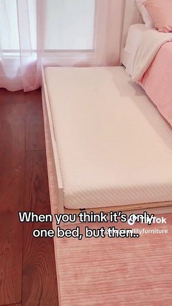 We love a sweet surprise! 😊 Our Trundle beds are functional and fun. Plan your next sleepover, movie night, or pajama party with zero worries about sleeping space. . . #fypシ #maxandlily #maxandlilyfurniture #kidsoftiktok #momlife #bunkbeds #kidsroom #girlsroom #sleepover #girlsnight #kidsbed #kidsbedroom