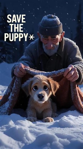 Freezing Puppy Saved by a Kind Old Man 🐶❤️