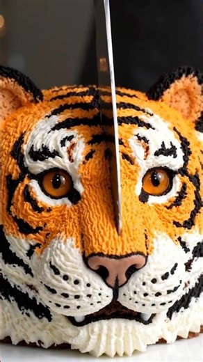 This Tiger Cake is Too Real to Cut… But Watch #satisfyingvideo #asmr #cake #shorts