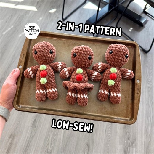Gingerbread Man Crochet Pattern Mini 2-in-1 Low Sew Amigurumi Christmas Pattern Winter Holiday Gifts - Etsy