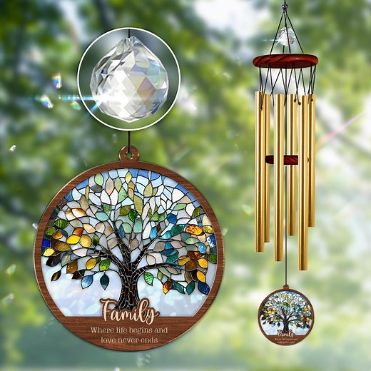 Personalized Family Wind Chimes,tree of Life Suncatcher,family Gift,mother Day Gift,family Tree Windchimes,mom Dad Gift,family Keepsake Gift - Etsy