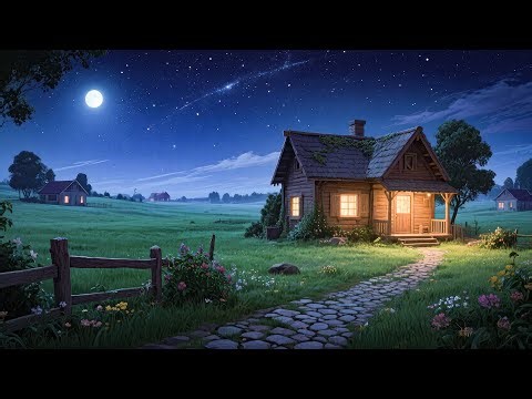 moonlit countryside cottage 🌙 vintage oldies playing in another room