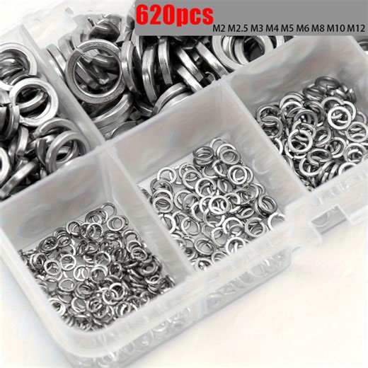620-piece stainless steel spring washer set, M2-M12, 304 stainless steel, suitable for bolts and screws, multi-purpose. | Lazada PH
