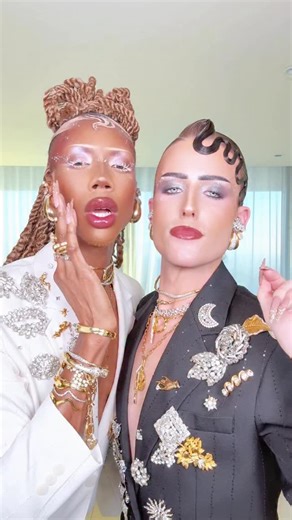 Adrian & RJ on Instagram: "We are so excited for the TikTok Awards tonight, and wanted to see what you thought of our matching lip combo for the evening!!! 🥰❤️🫶🏿🫶🏻✨ @elfcosmetics #lipcombo #makeup #cute #duo #elfpartner"