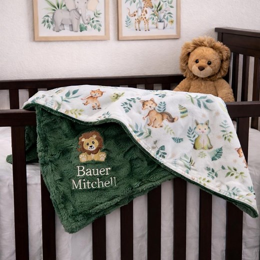 Personalized Baby Blanket, Embroidered Lion Blanket, Safari Babies Newborn Boy Gift, Baby Shower Gift, Animal Baby Blanket, Woodland Baby - Etsy