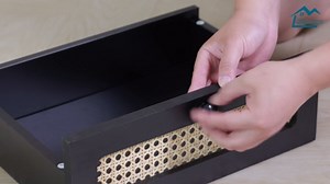 Urban Deco Nightstand,Wooden Bedside Table with Fabric Drawer,Modern End Table for Bedroom and Living Room.(Black)