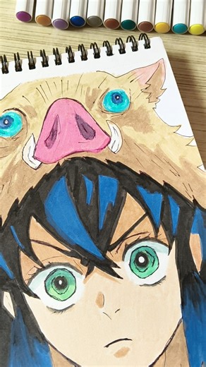 Drawing Inosuke ✨ from demon slayer 👀 #anime #manga #shorts