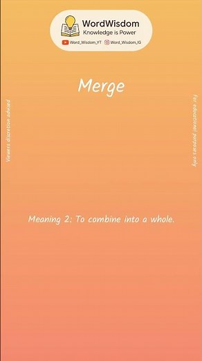 What does "Merge" mean? | English vocabulary shorts | #merge #wordwisdom