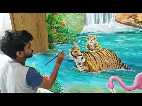 Wall painting for kids room | jungle safari painting | Timelapse | parimal art studio