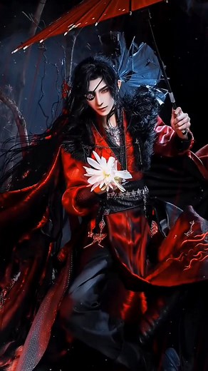 Huacheng Cosplay in Rain with Flowers