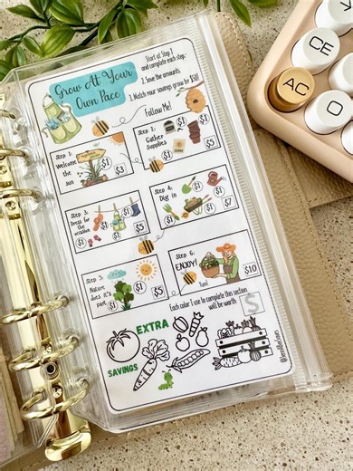 Grow at Your Own Pace A6 Savings Challenge | Savings Trackers | Cash Stuffing | Budgeting - Etsy