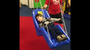 A Special Gift… On Monday evening in Cohasset we were very fortunate to present Boston Pimpare, and his family, with a JennSwing (a full body swing for children with special needs). The JennSwing was donated by My Gym Challenged America (MGCA), My Gym’s non-profit organization that provides assistance to children with physical/cognitive challenges. Boston Pimpare is a 5 ½ year old boy who lives with his two sisters and parents in Cohasset. Due to a traumatic brain injury during birth, Boston has