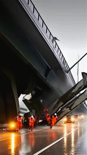 RARE VIDEO! Worker Survives Bridge Collapse (You Won't Believe It) #fail #bridge #engineering