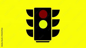 Animation of Traffic Light on black background. Traffic light icon lamp. Traffic light direction regulate safety symbol. Transportation control warning, Traffic control light signal animation.
