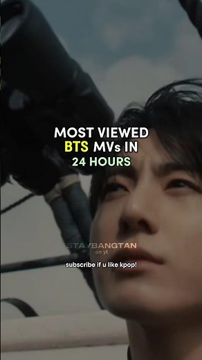 Most viewed BTS MVs in 24 hours #bts #bts_arirang #bts_swim #staybangtan